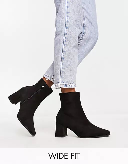 Bebo Wide Fit Mollie heeled ankle boots in black | ASOS (Global)