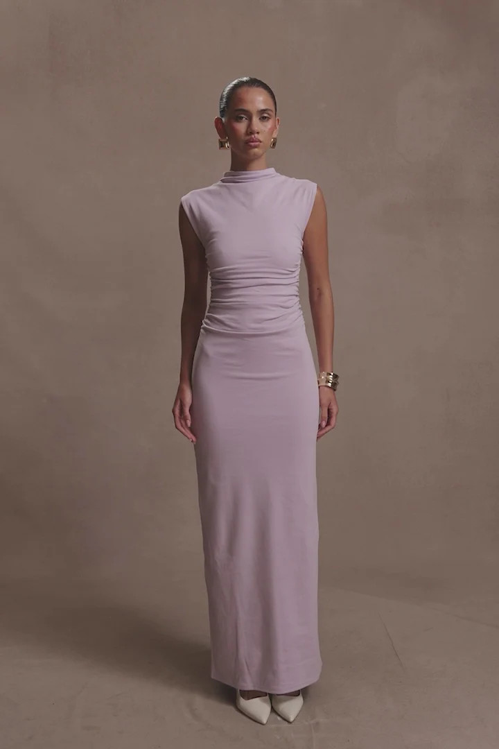 Elliot High Neck Sleeveless Maxi Dress - Lilac | Meshki UK