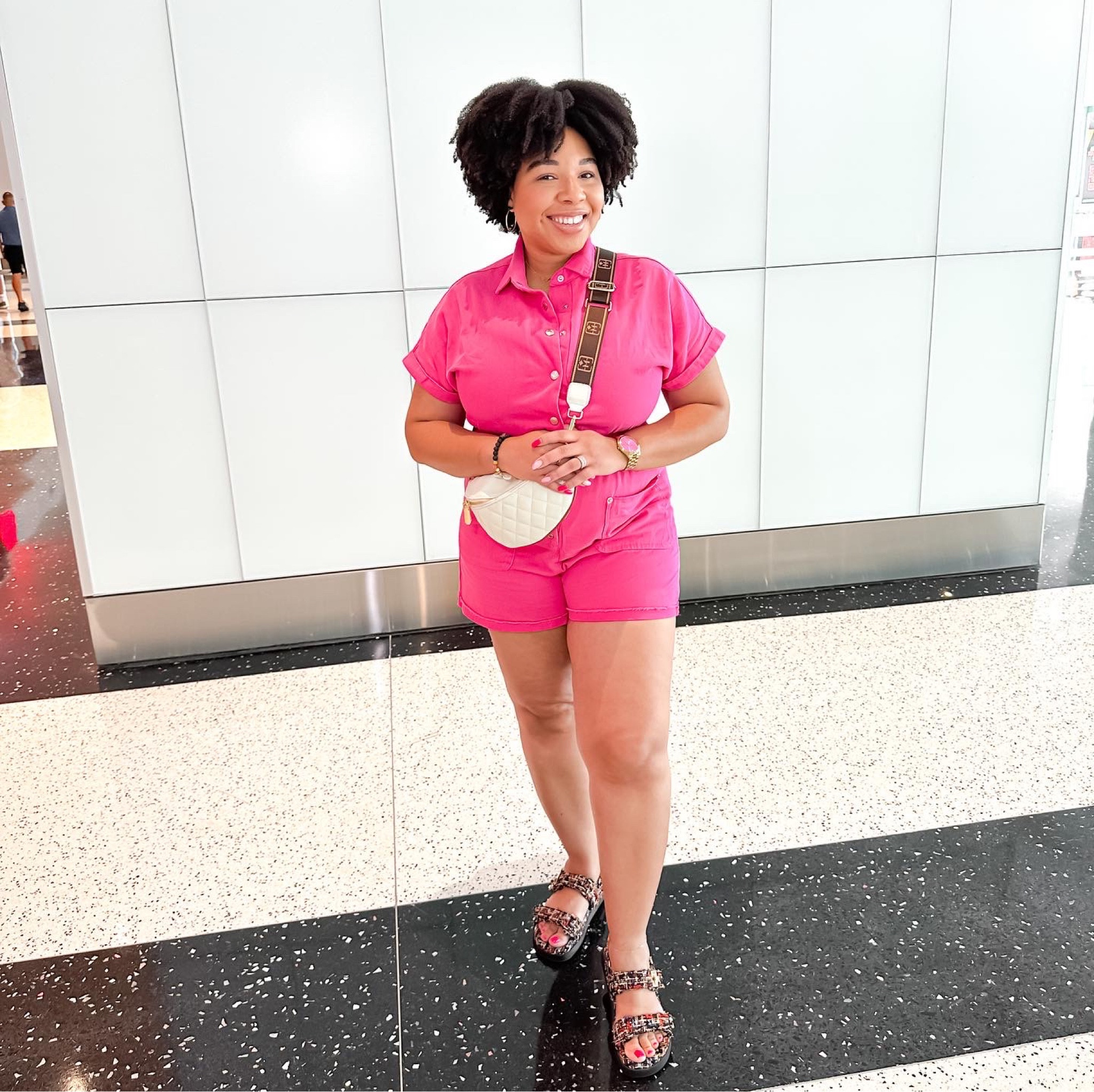 This pink romper is curvy girl friendly and goes all the way to size XXL with multiple color options. And these sandals are my faves. I own a few pairs. 

I am wearing size XL in the romper and 9.5 in the sandals (true to size). The bag is perfect for errands. It can hold a lot.

#ltkcurves
#stevemaddenshoes
#rompers
Midsize fashion
Postpartum body


#LTKmidsize #LTKshoecrush #LTKstyletip