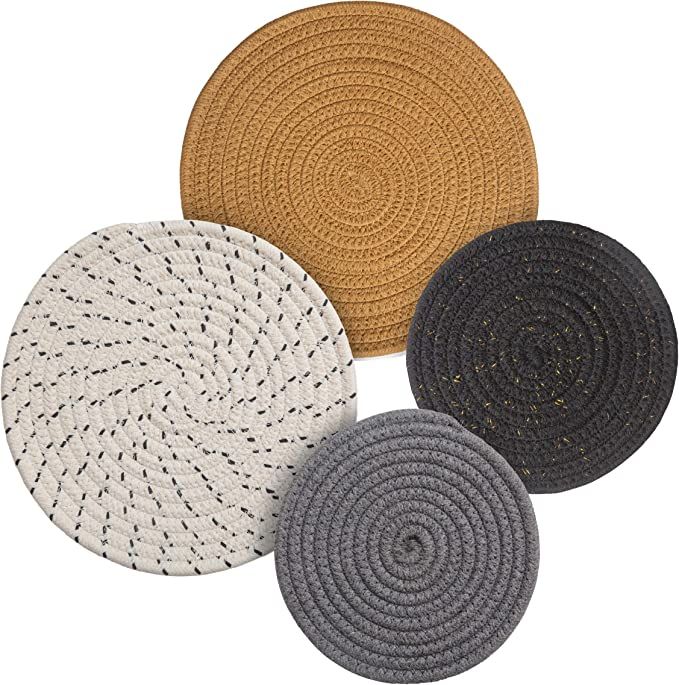 Round Cotton Trivets Set of 4 in Glam by Beets & Berry, 7 inch and 9 inch Diameter, Pot Holders, ... | Amazon (US)