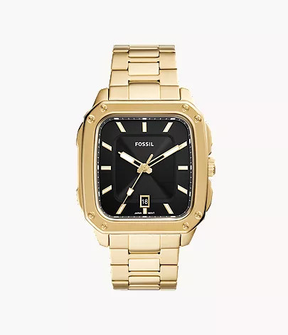Inscription Three-Hand Date Gold-Tone Stainless Steel Watch | Fossil (US)