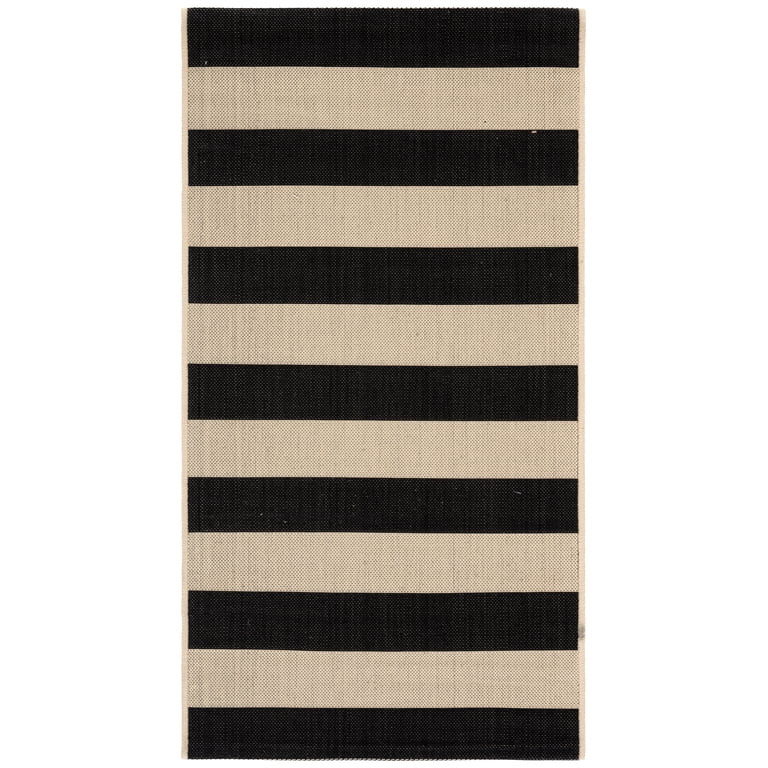Safavieh Courtyard Ermintrude Striped Indoor/Outdoor Area Rug, Beige/Black, 4' x 5'7" | Walmart (US)