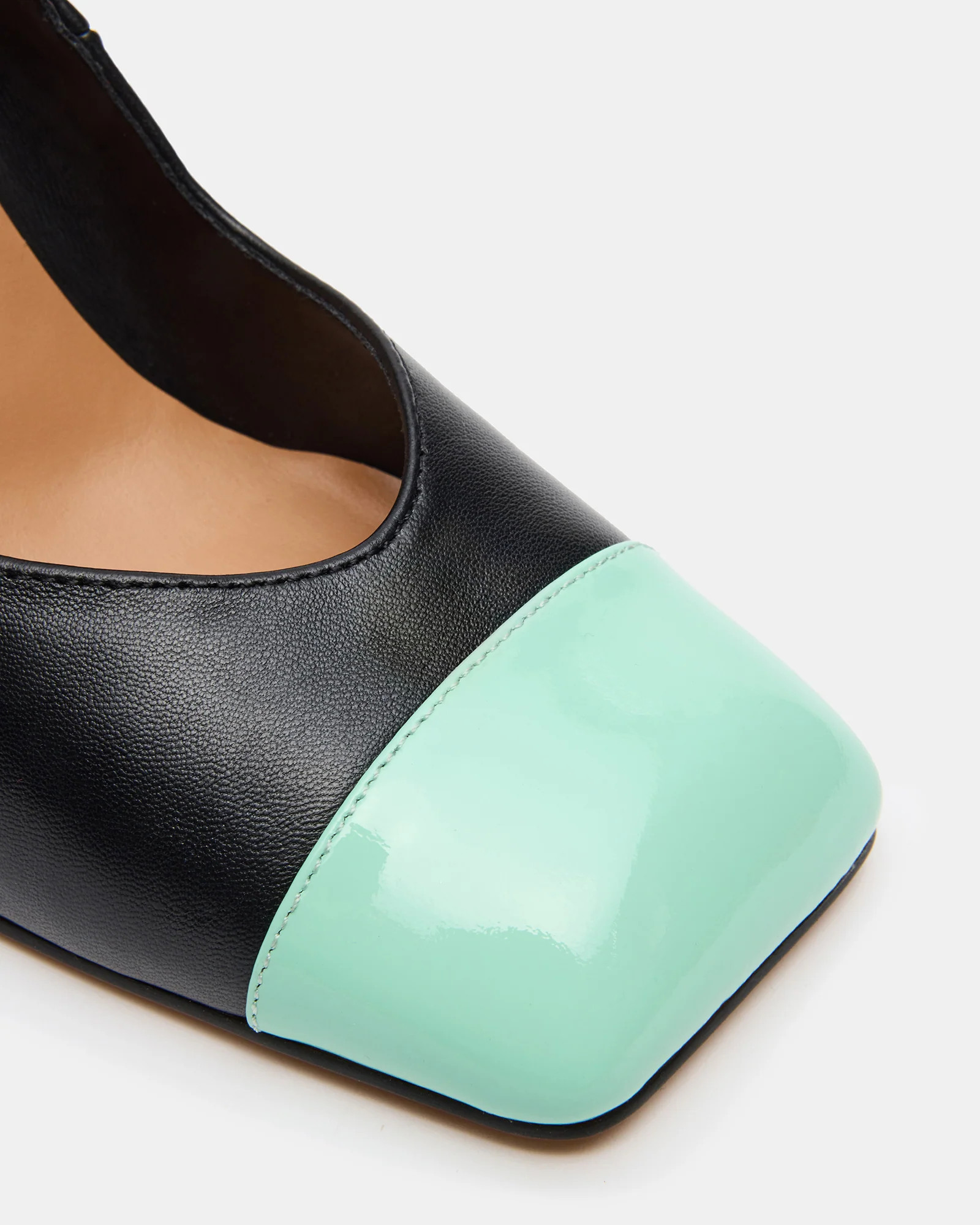 TADAN Black/Green Cap Toe Pump Women's Block Heel | Steve Madden (US)