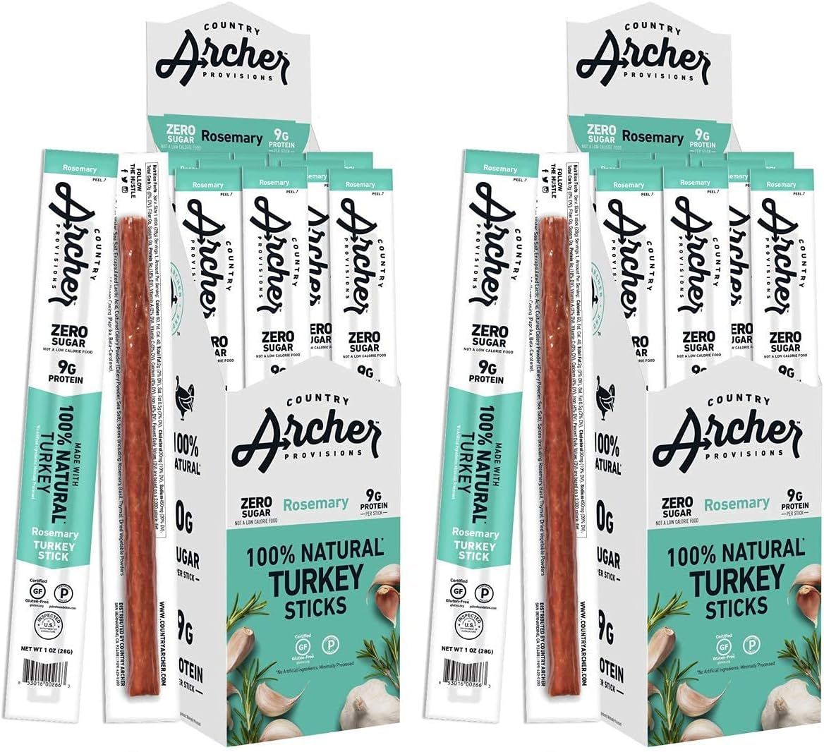 Rosemary Turkey Sticks by Country Archer, 100% Natural, Gluten Free, Keto Snacks, 1 Ounce, 18 Count | Amazon (US)
