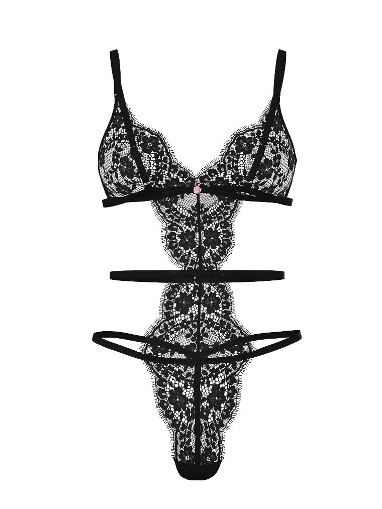 Buy Dare to Dream Lace Strappy Triangle Teddy, Jet Black - Order Teddies online - Victoria's Secr... | Victoria's Secret (US / CA )
