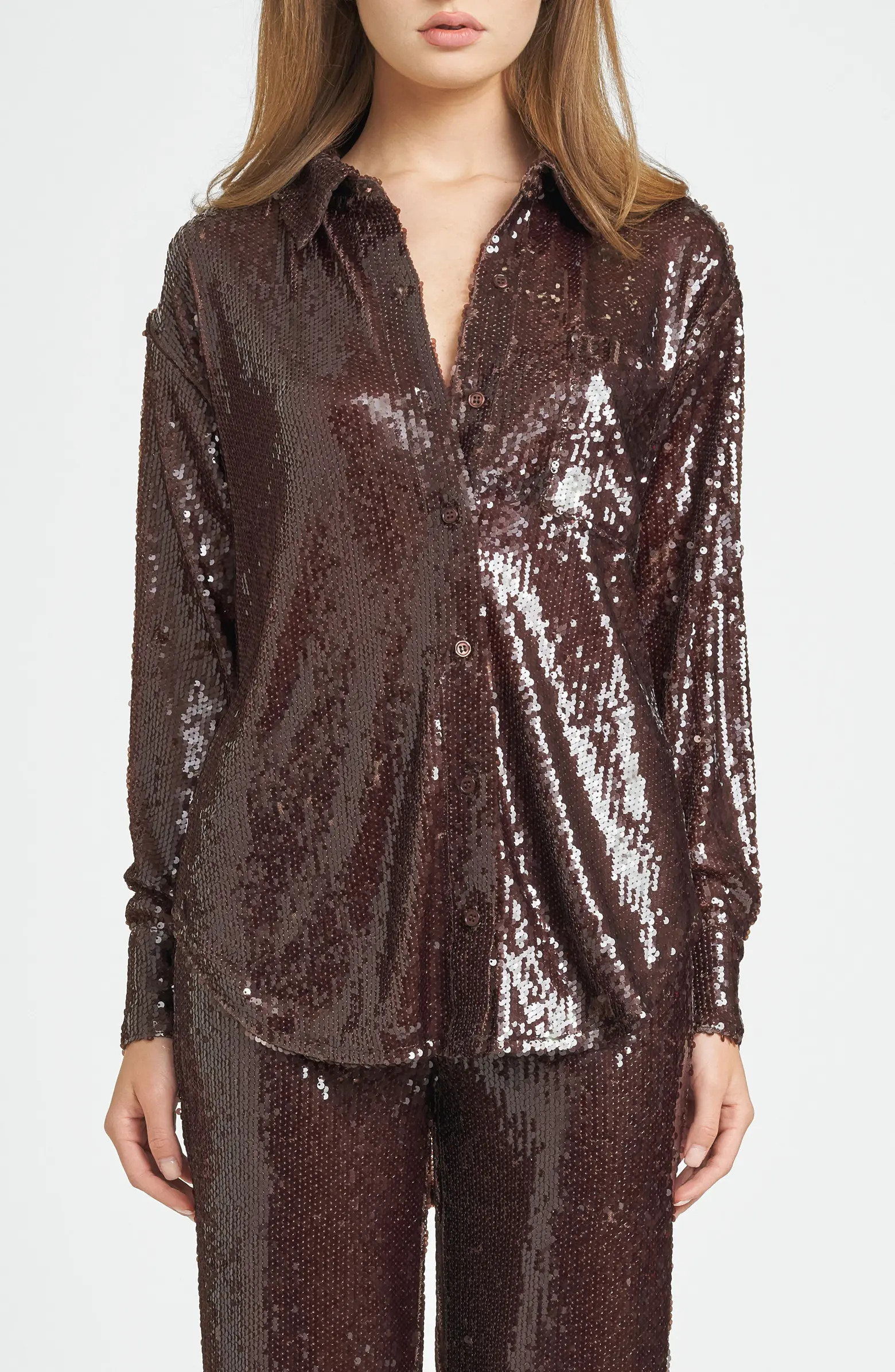 WAYF Find Your Light Sequin Button-Up Shirt | Nordstrom | Nordstrom