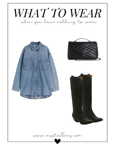 What to wear 
Denim shirt
Denim shirt dress 
Cowboy boots

#LTKFestival #LTKover40 #LTKstyletip