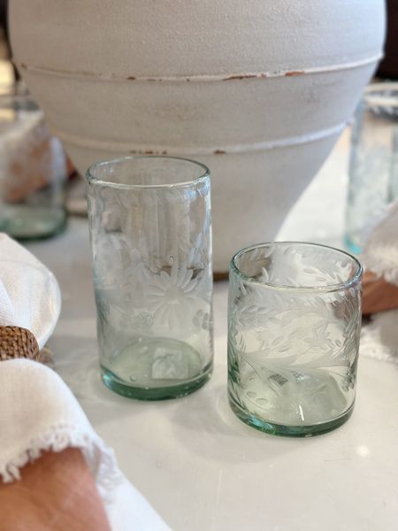 I did NOT need anymore glassware, but couldn’t resist these beautiful etched glasses made from recycled glass from Pottery Barn.

They would make a great gift! 

And they are on sale right now.  Bonus!!

#glassware #kitchenfinds #tablesetting 
#entertaining 

#LTKunder50 #LTKhome #LTKGiftGuide