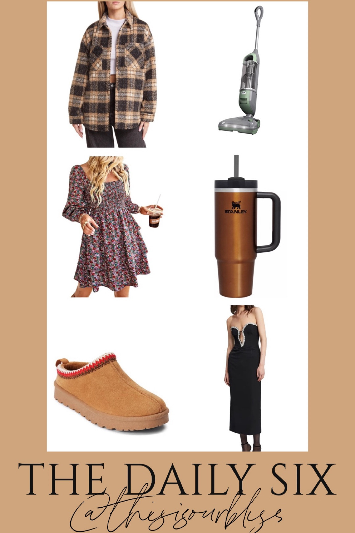 The daily six! Todays daily finds! 🖤
Ugh Tasman dupes 
Plaid Shacket on sale 40% off
Cordless vacuum on mega sale 
Pretty floral fall dress 
Copper Stanley 
Gorgeous holiday dress with crystal embellished neckline 

#LTKfindsunder50 #LTKshoecrush #LTKsalealert