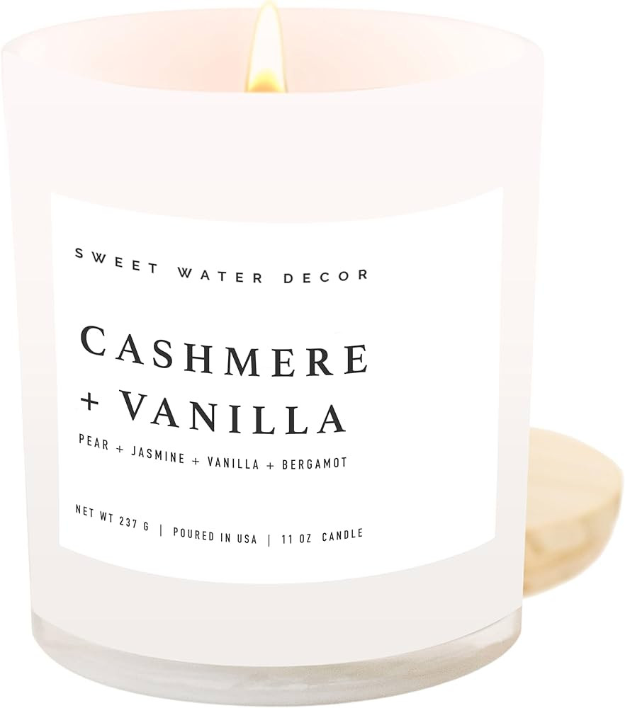 Sweet Water Decor Cashmere and Vanilla Soy Candle - Soft Cashmere, Sandalwood, Jasmine, and Vanil... | Amazon (US)