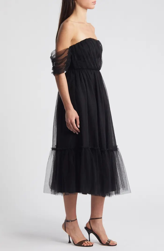 Lulus Divine Dreamer Off the Shoulder Tiered Midi Dress | Nordstrom | Nordstrom