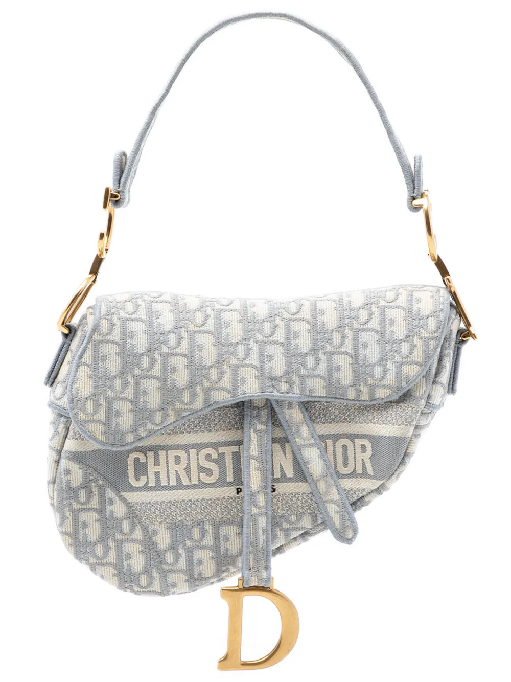 Christian Dior Pre-Owned 2020 Oblique Embroidered Canvas Saddle Bag shoulder bag - Grey | Farfetch Global