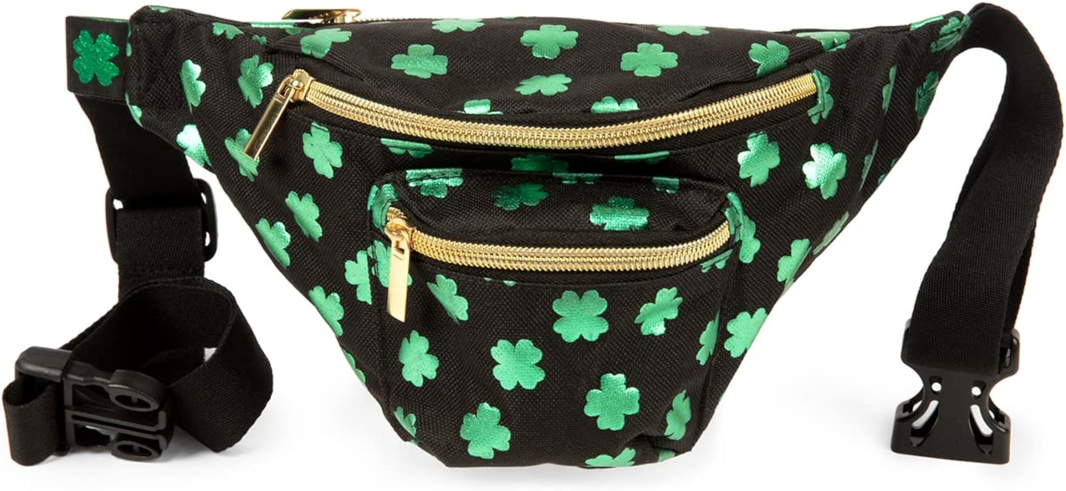 Tipsy Elves St Patrick’s Day Metallic Clover Fanny Pack - Fun and Cute Black Waist Pack - Adjus... | Amazon (US)