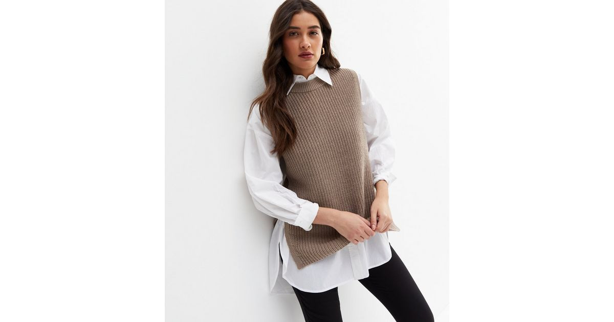Mink Chunky Knit Crew Neck Vest
						
						Add to Saved Items
						Remove from Saved Items | New Look (UK)