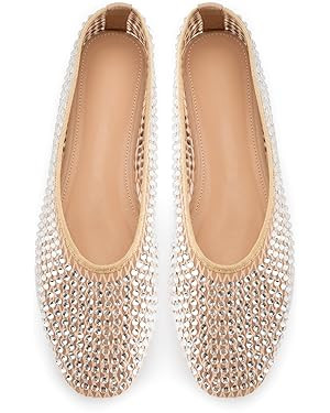 WIRALOMI Rhinestone Ballet Flats for Women Sparkly Ballerina Flats Comfortable Mesh Glitter Party... | Amazon (US)