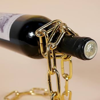 TBWHL Novelty Magic Wine Bottle Holder Floating Steel Link Chain Wine Bottle Rack/Holder - Holds ... | Amazon (US)