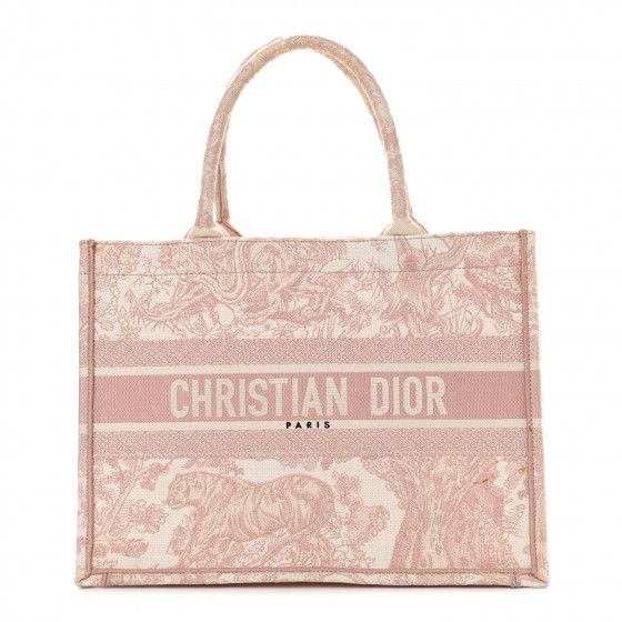 CHRISTIAN DIOR Canvas Embroidered Medium Dioriviera Toile De Jouy Book Tote Rose | FASHIONPHILE | Fashionphile