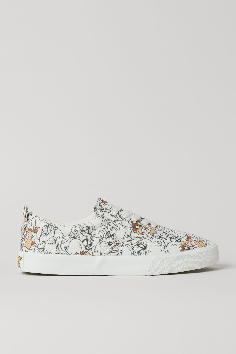 H & M - Low Profile Printed Sneakers - White | H&M (US + CA)