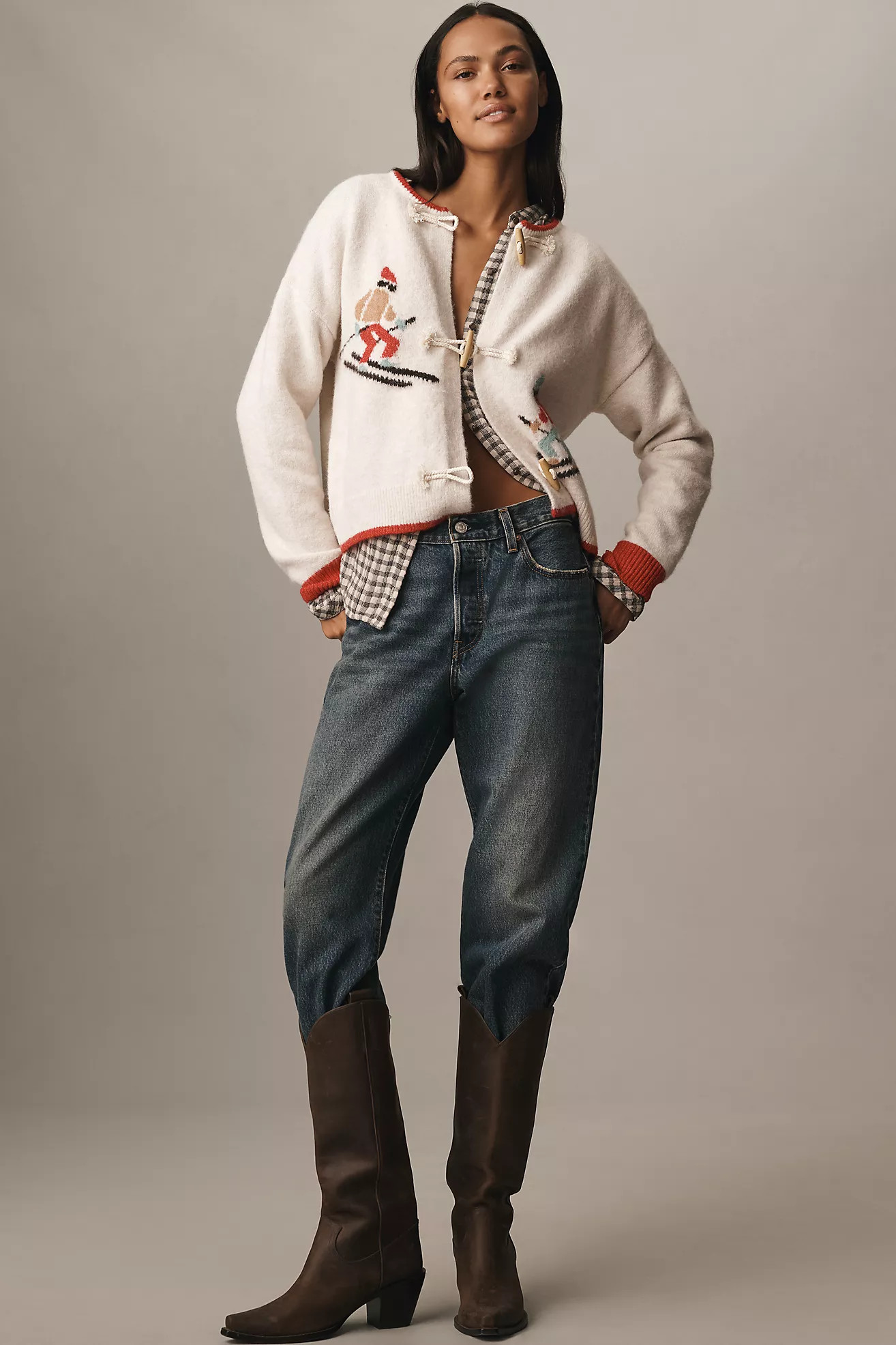 Flat White Skier Icon Cardigan Sweater | Anthropologie (US)