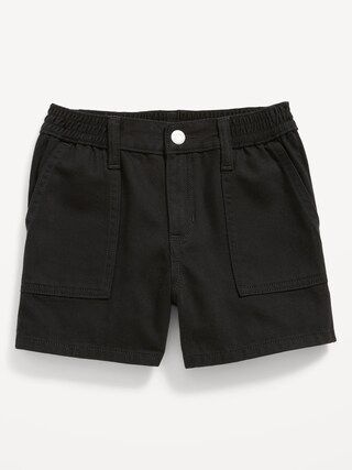 Elasticized Waist Black Non-Stretch Workwear Jean Shorts for Girls | Old Navy (US)