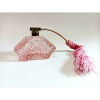 Antique Art Deco Coral Pink Perfume Bottle Atomizer/Cut Glass | Etsy (US)