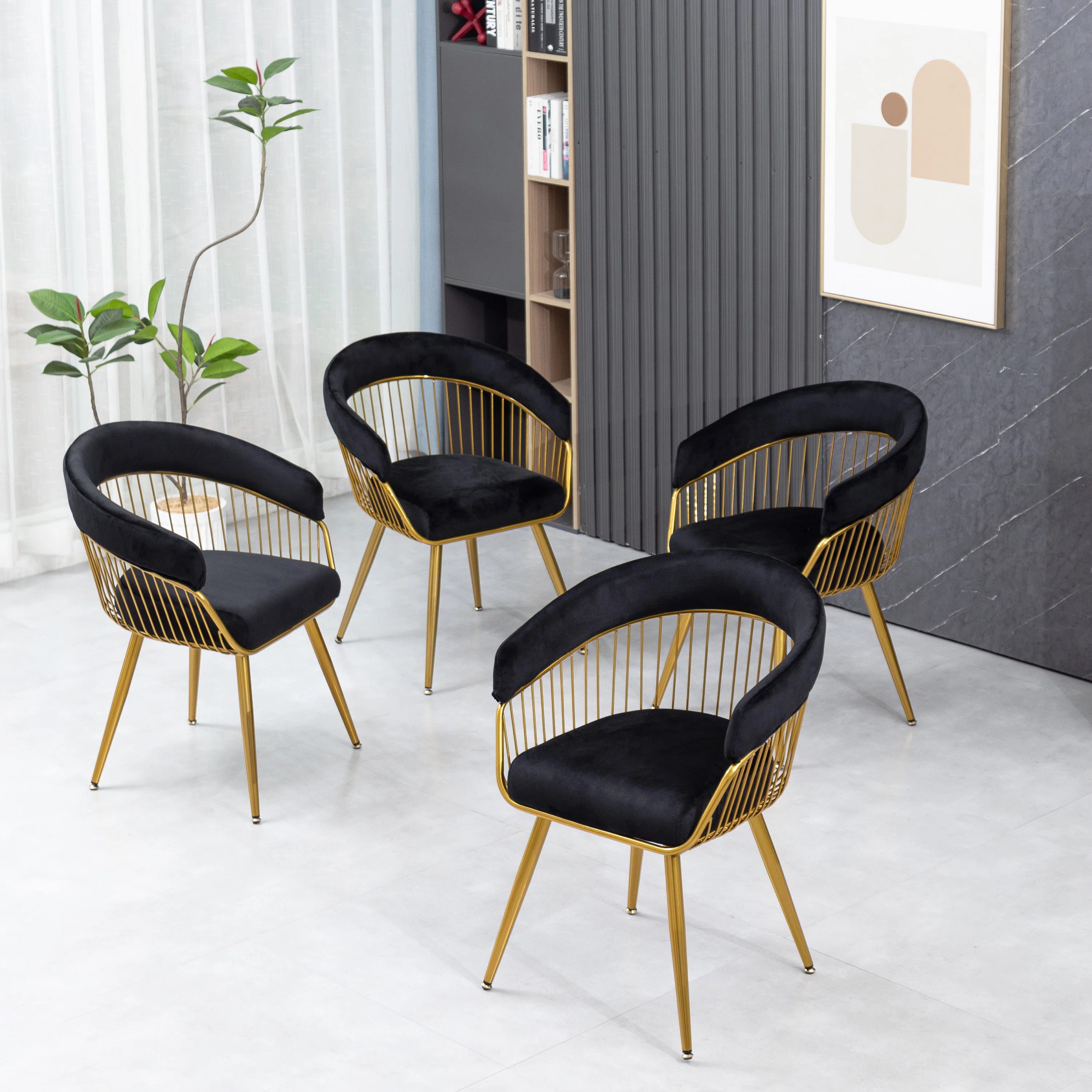 Christle Modern Mid Century Dining Chair, Upholstered Velvet Dining Room Chairs with Metal Legs f... | Wayfair North America