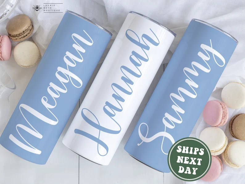 Personalized Bridesmaid Tumblers, Custom Bachelorette Party Skinny Tumblers Bridesmaid Proposal G... | Etsy (US)