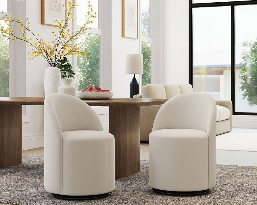 VESCASA 360° Swivel Upholstered Barrel Dining Chairs, Modern Padded Dining Chairs with Round Bar... | Amazon (US)
