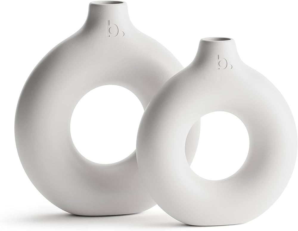 Studio Blanc Ceramic Vase Set | Vases for Decor Perfect Shelf Decor | Great Bookshelf Decor | Tre... | Amazon (US)