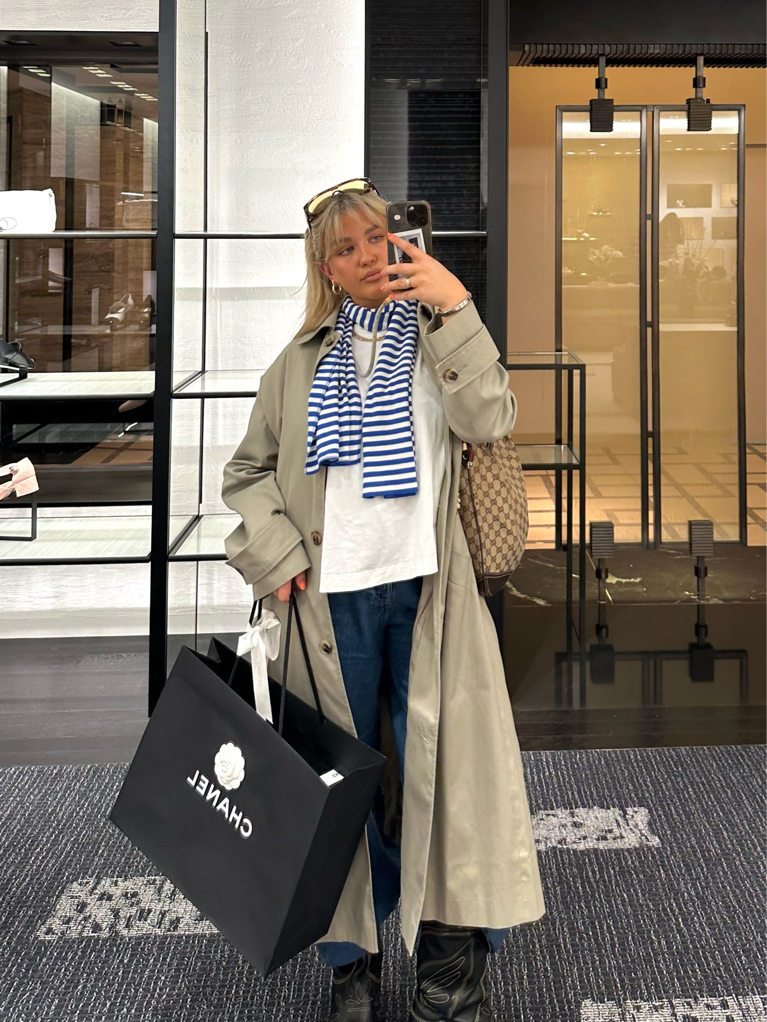 Trench coat + stripe scarf + cowboy boots 🧚🏻‍♀️

#LTKspring #LTKeurope #LTKuk