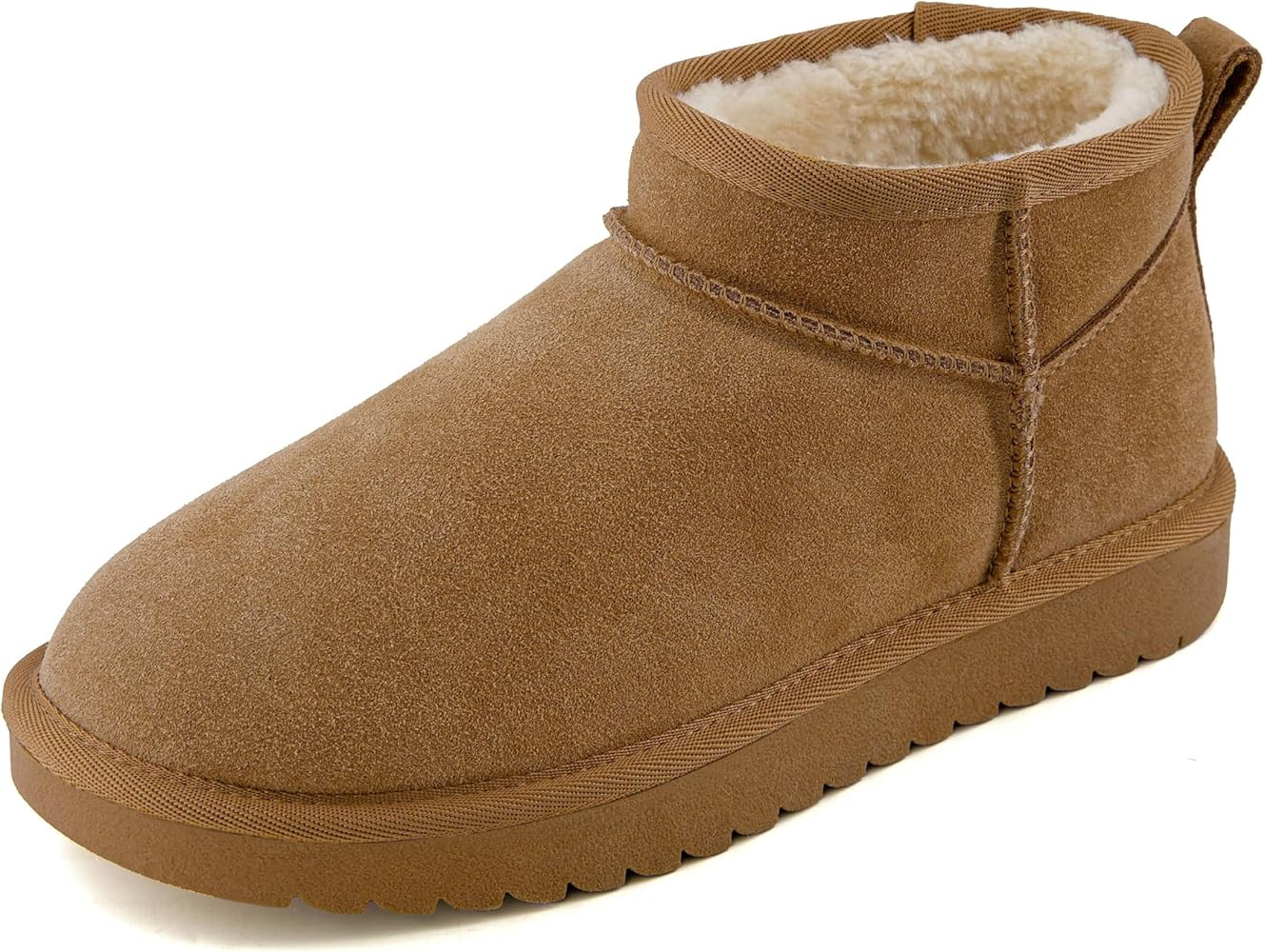 CUSHIONAIRE Women's Hip 2 Genuine Suede Ankle Snow Boots - Pull-On with Cozy Faux Shearling Linin... | Amazon (US)