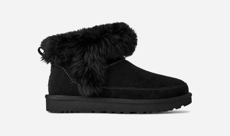 UGG® Women's Classic Ultra Mini Chalet Sheepskin Classic Boots in Black, Size 8 | UGG (US)