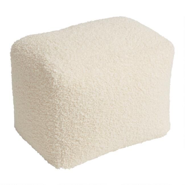 Rectangular Ivory Boucle Pouf | World Market