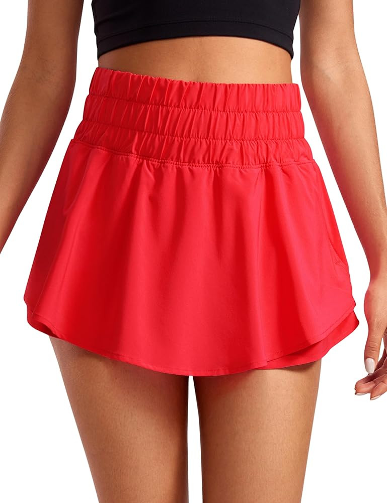 CRZ YOGA Athletic Shorts for Women High Waisted Flowy Ruffle Skirt Overlay for Workout Running Te... | Amazon (US)