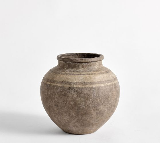 Brown Terracotta Striped Vase | Pottery Barn (US)