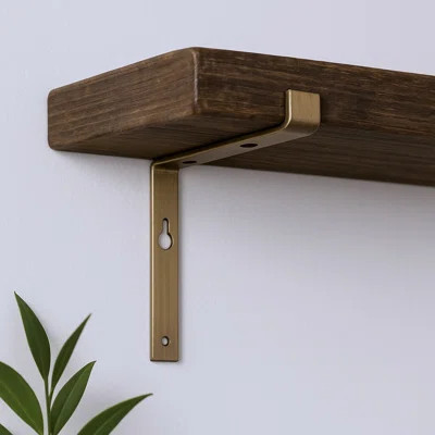 7" Set Of Two Gold Metal Wall Mounted Shelf Brackets | Wayfair North America