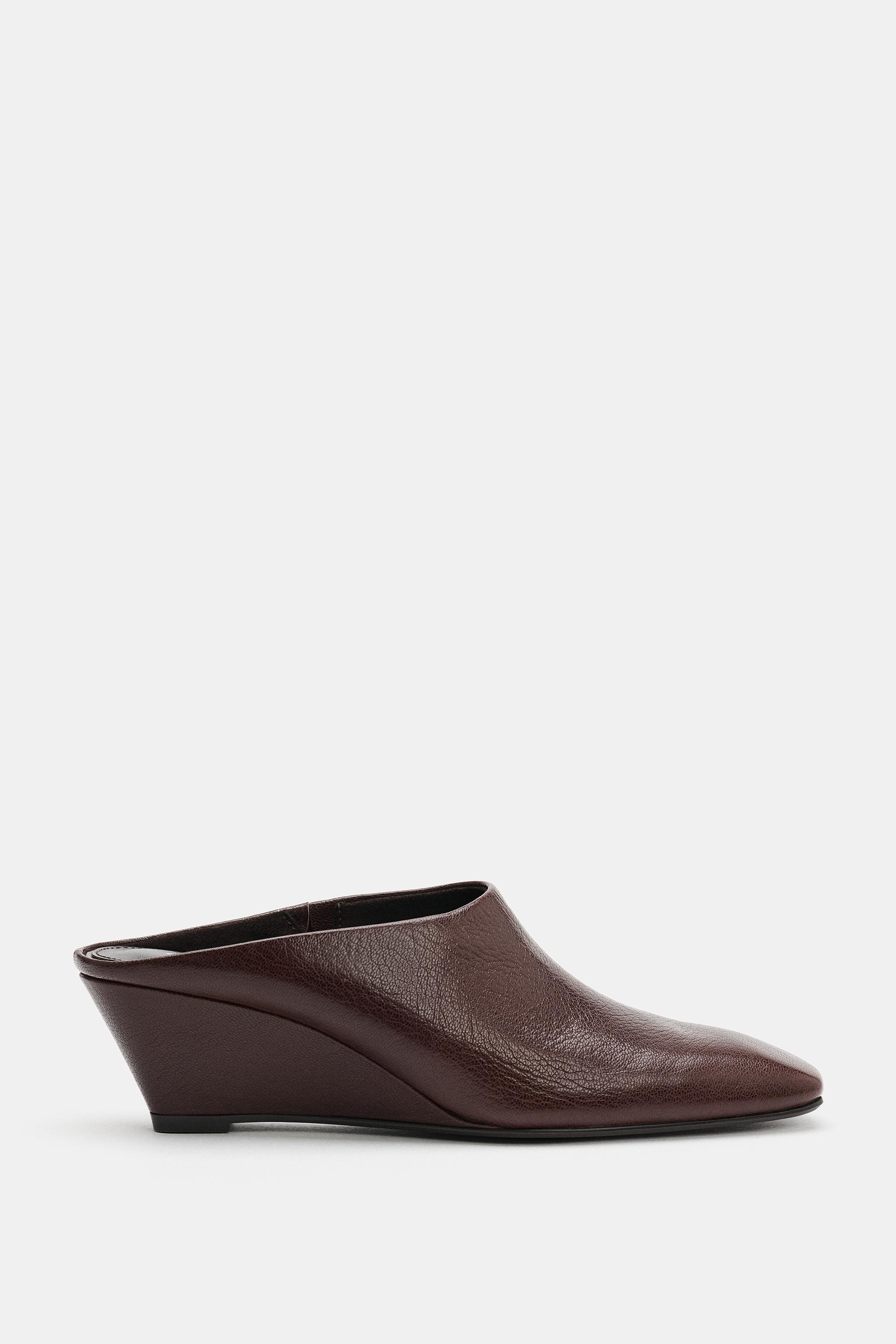 LEATHER WEDGE MULES | Zara UK