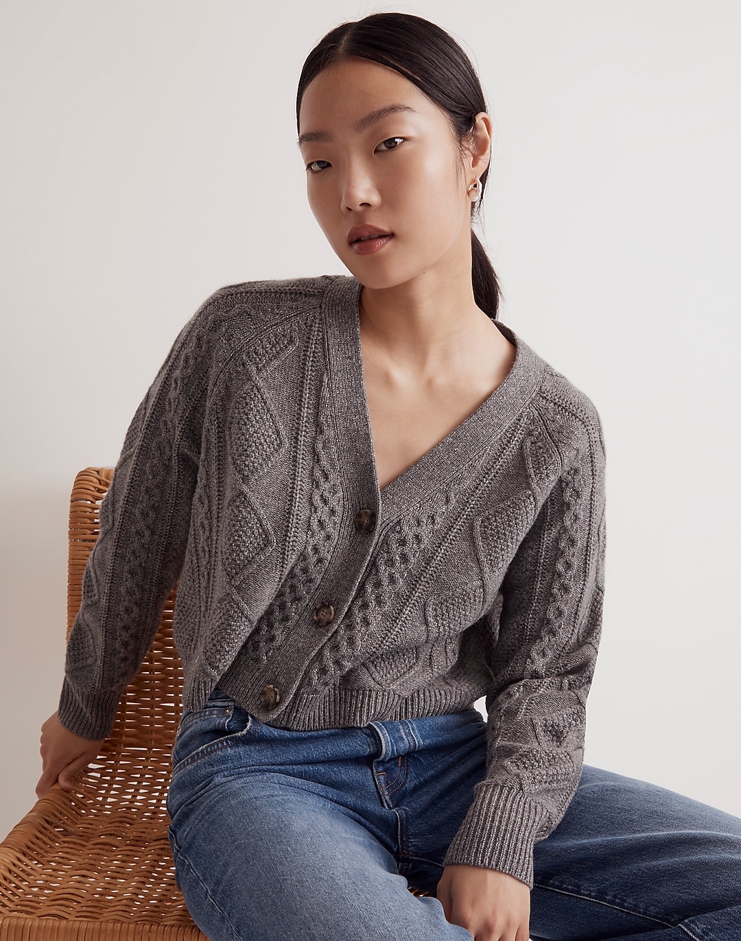 Cable-Knit Cropped Cardigan | Madewell