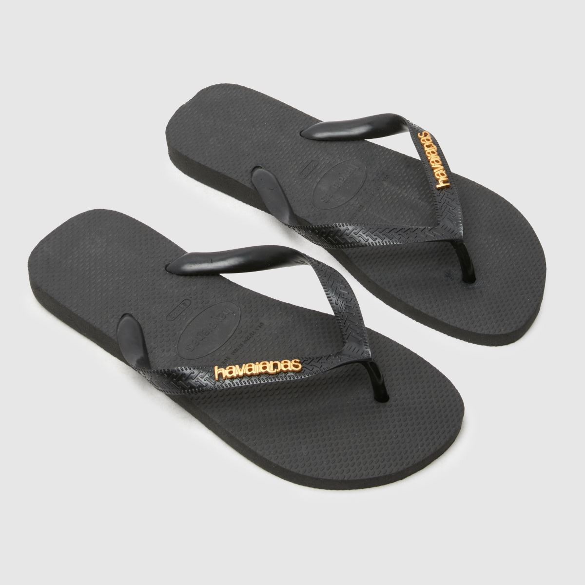 Womens Black Havaianas Logo Metallic Flip Sandals | schuh | Schuh