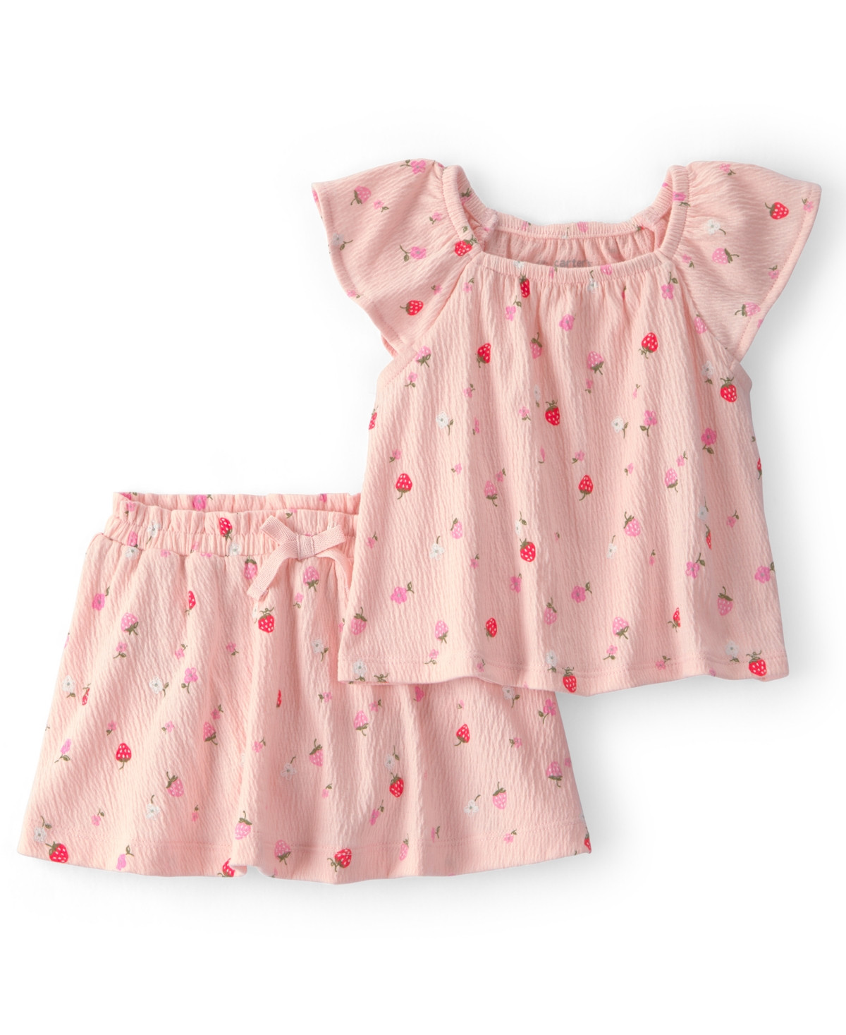 Carter's Baby Girls' Strawberry Short-Sleeve Top & Skort, 2-Piece Set - Pink | Macy's