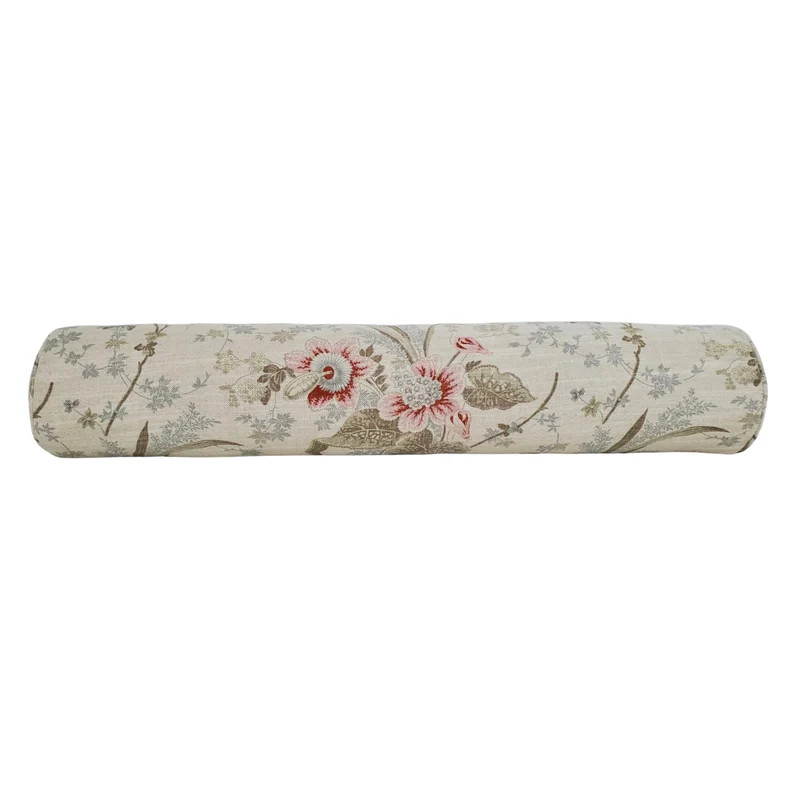 Ballard Designs Laura Floral Bolster Pillow Cover in Parchment - OEKO-TEX - Neutral, Pink, Green ... | Etsy (US)