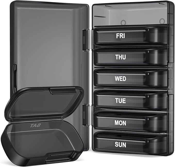 PULIV Weekly Pill Organizer with Large Capacity, Dual Protection Pill Box 7 Day, Arthritis Friend... | Amazon (US)