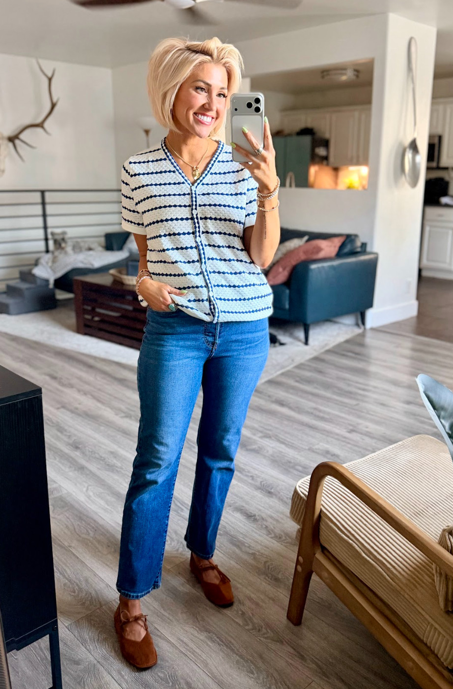 Loving this spring look! Perfect for a casual day out. Top: Small // Pants: 29 // Shoes: TTS 

 #LTKootd #LTKOver40 #LTKSaleAlert