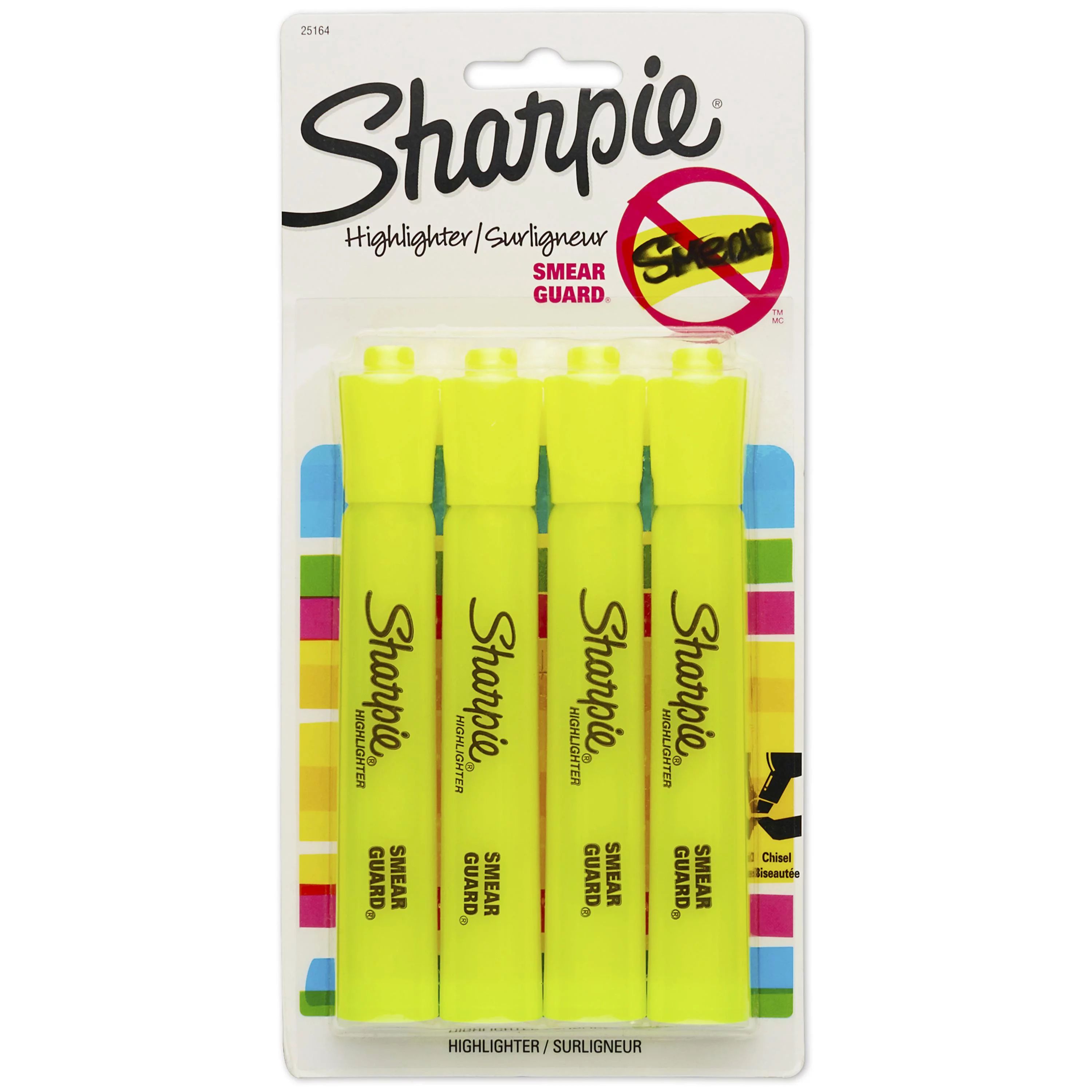 Sharpie Tank Style Highlighters, Chisel Tip, Fluorescent Yellow, 4 Count | Walmart (US)