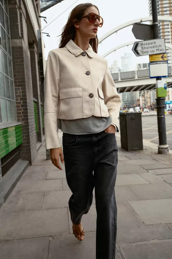 FAUX SUEDE CROPPED JACKET | Zara US