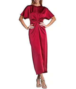 Antonio Melani Gabriella Crew Neck Short Sleeve Satin Maxi Dress | Dillard's | Dillard's