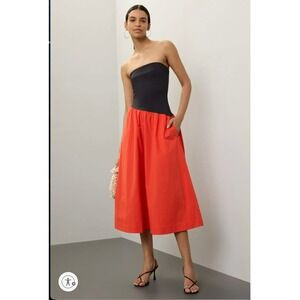Ciao Lucia Tadeo Dress Strapless Midi Black Orange Pockets Colorblock Sz M | Poshmark