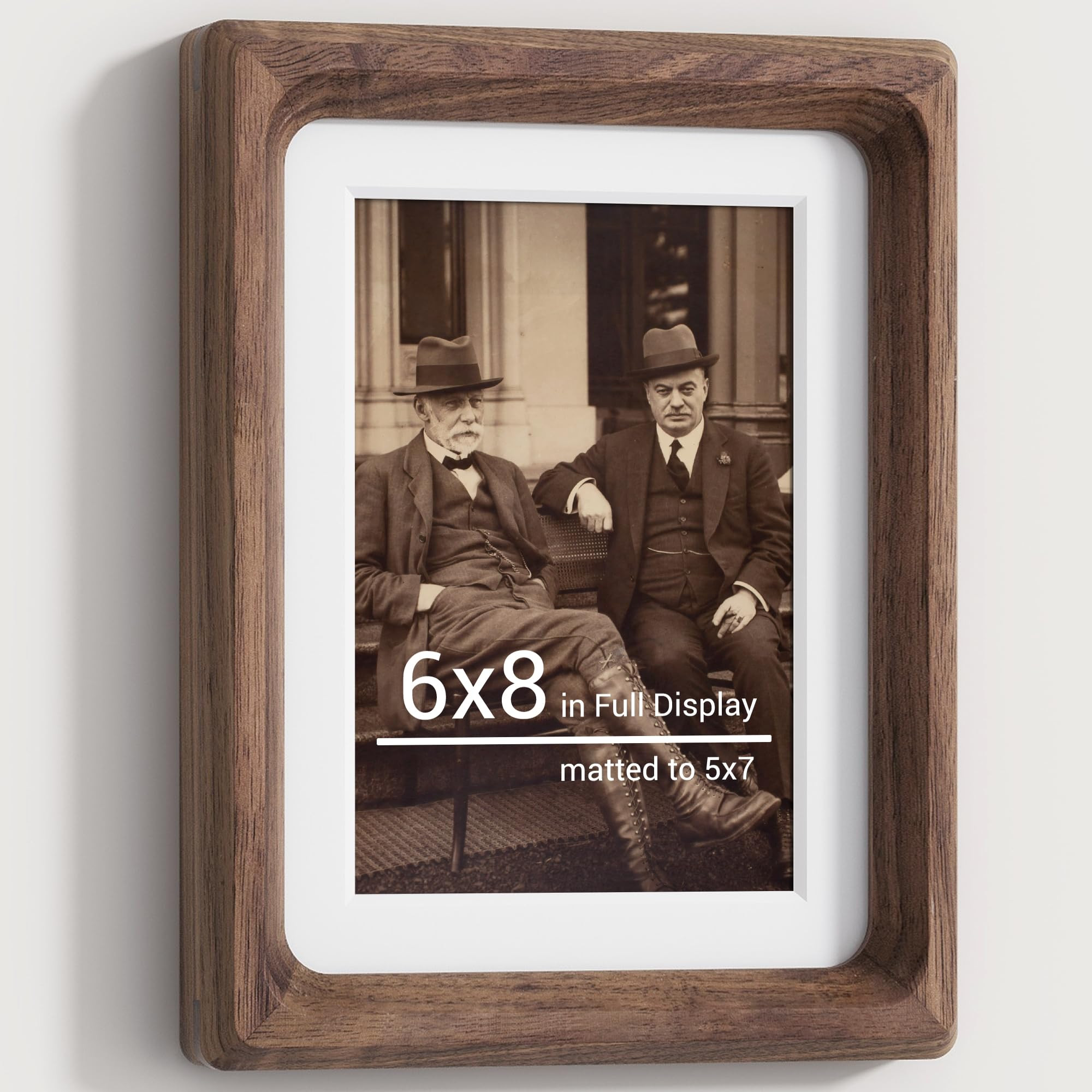 6x8 Picture Frames Natural Walnut,Original Wood Hand Make Crafted Photo Frame with Mat to 5x7 Gra... | Amazon (US)