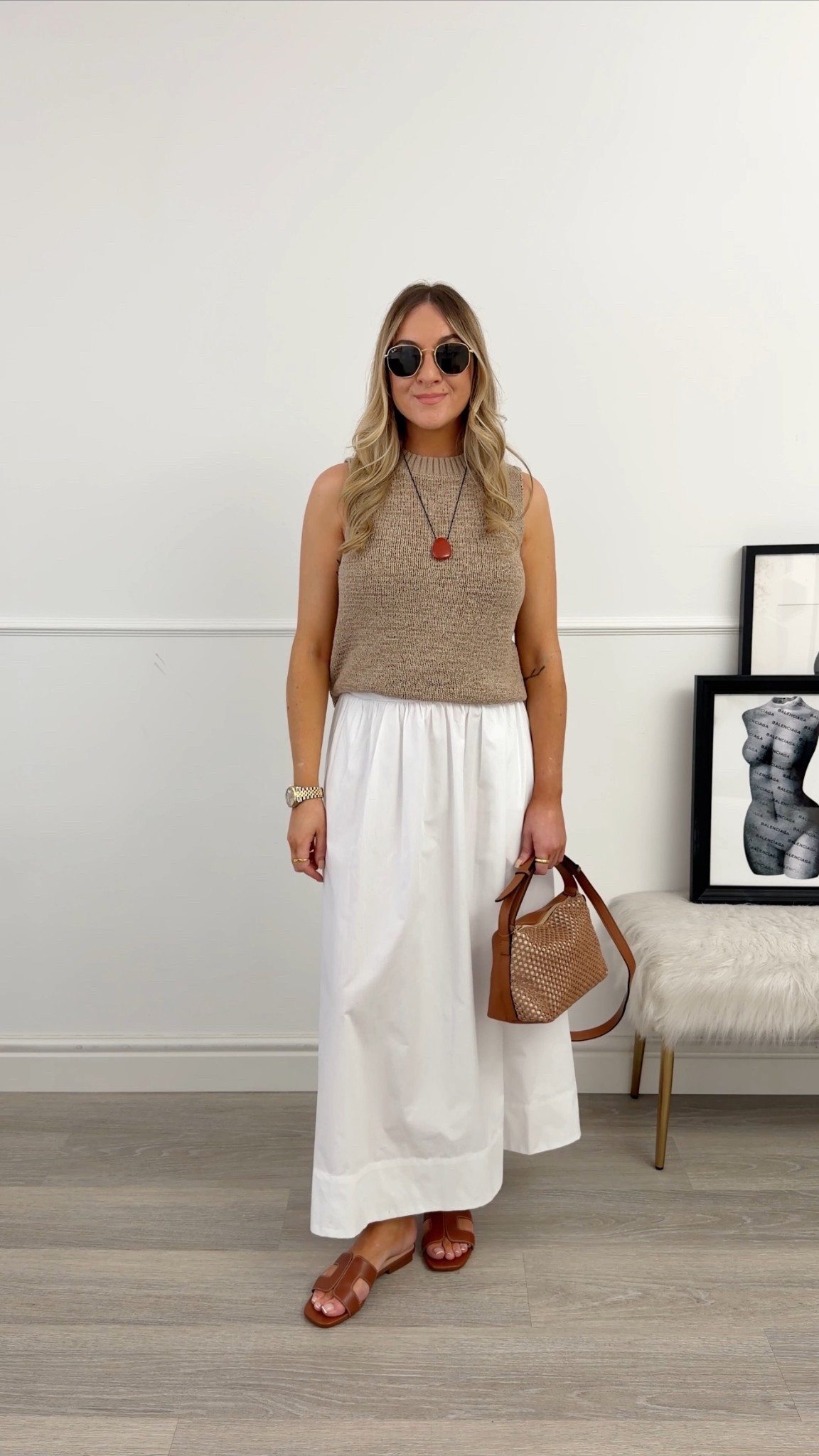 White cotton midi skirt outfit 

#LTKsummer #LTKsale #LTKspring