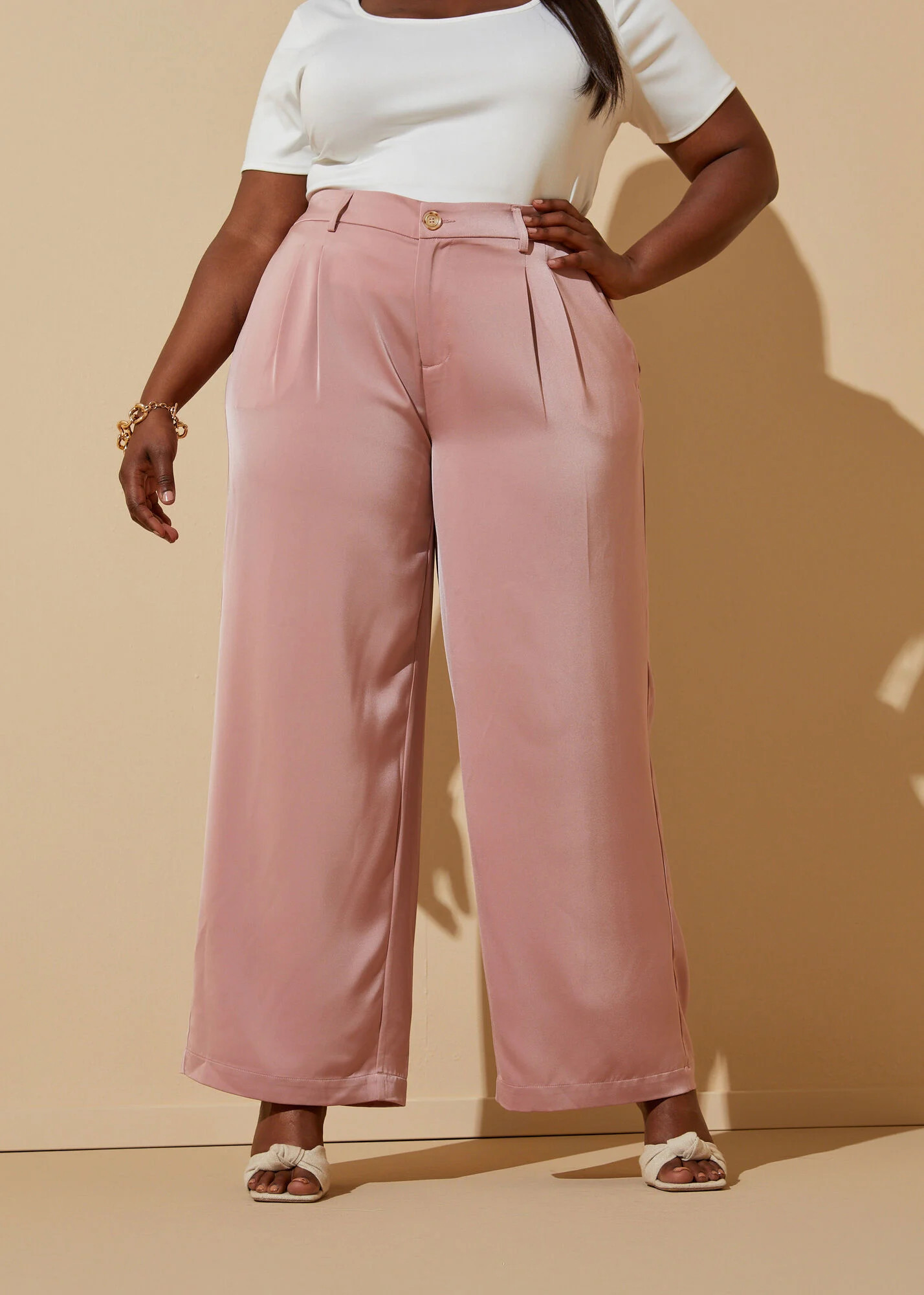 Satin Wide Leg Pants | Ashley Stewart